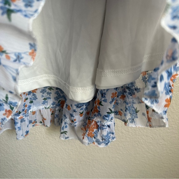 Spring Summer‎ Deep V-Neck Ruffle Long Sleeve Floral Print Mini Dress Sz S - Picture 9 of 13